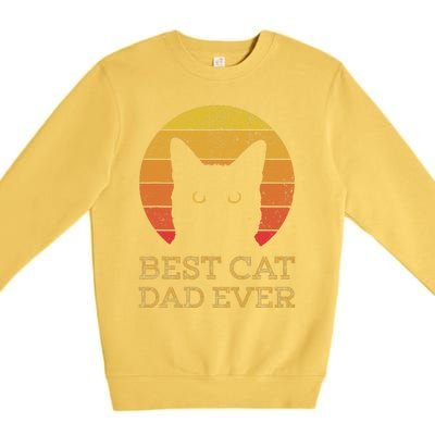 Best Cat Dad Ever Vintage Funny Cat Daddy Fathers Day Premium Crewneck Sweatshirt