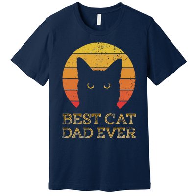 Best Cat Dad Ever Vintage Funny Cat Daddy Fathers Day Premium T-Shirt