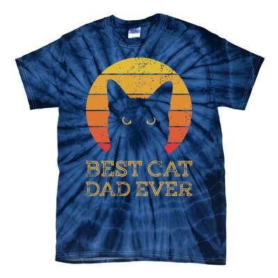 Best Cat Dad Ever Vintage Funny Cat Daddy Fathers Day Tie-Dye T-Shirt