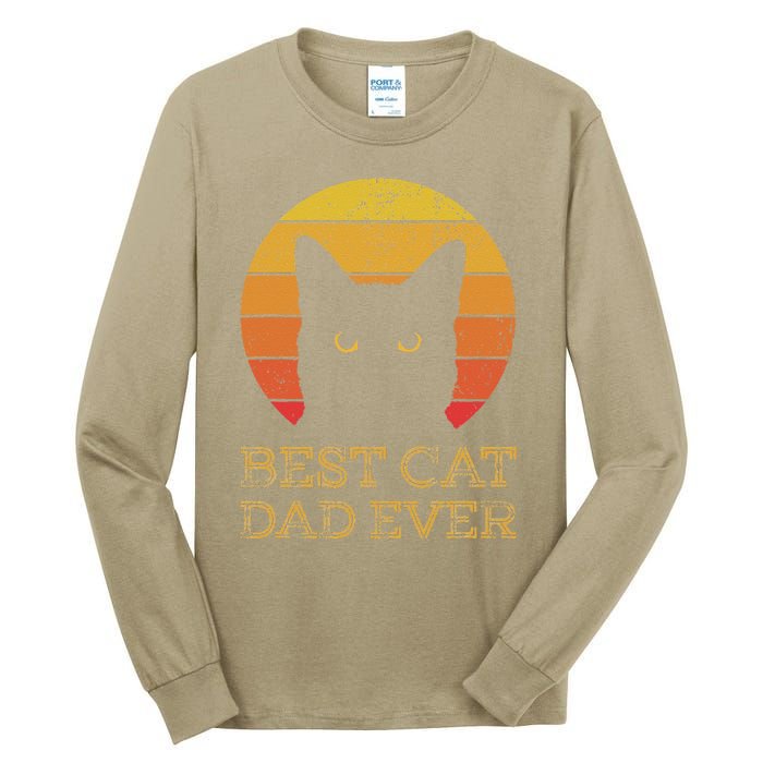 Best Cat Dad Ever Vintage Funny Cat Daddy Fathers Day Tall Long Sleeve T-Shirt