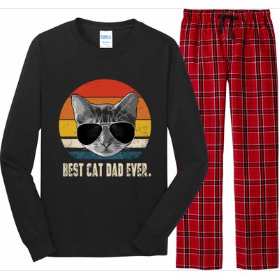 Best Cat Dad Ever Vintage Retro Cat Daddy Cat Father Long Sleeve Pajama Set