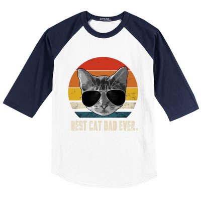 Best Cat Dad Ever Vintage Retro Cat Daddy Cat Father Baseball Sleeve Shirt