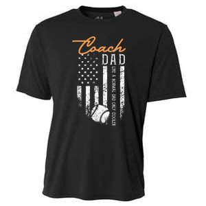 Baseball Coach Dad Like A Normal Dad Only Cooler USA Flag Cooling Performance Crew T-Shirt