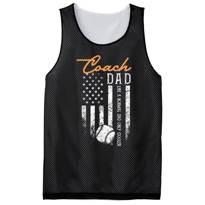 Baseball Coach Dad Like A Normal Dad Only Cooler USA Flag Mesh Reversible Basketball Jersey Tank