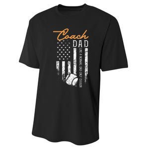 Baseball Coach Dad Like A Normal Dad Only Cooler USA Flag Performance Sprint T-Shirt