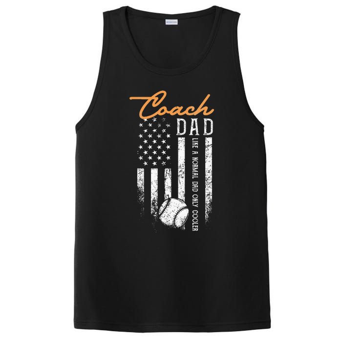 Baseball Coach Dad Like A Normal Dad Only Cooler USA Flag PosiCharge Competitor Tank