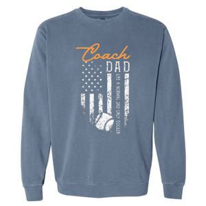 Baseball Coach Dad Like A Normal Dad Only Cooler USA Flag Garment-Dyed Sweatshirt