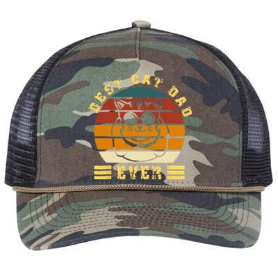 Best Cat Dad Ever Daddy Vintage sunglass father's day Funny Retro Rope Trucker Hat Cap