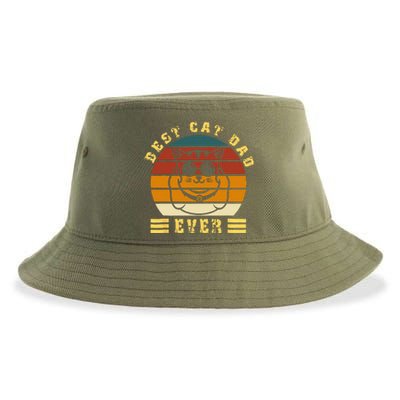 Best Cat Dad Ever Daddy Vintage sunglass father's day Funny Sustainable Bucket Hat