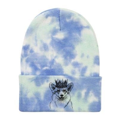 British Corgi Dog Queen Crown Queens Platinum Jubilee Gift Tie Dye 12in Knit Beanie