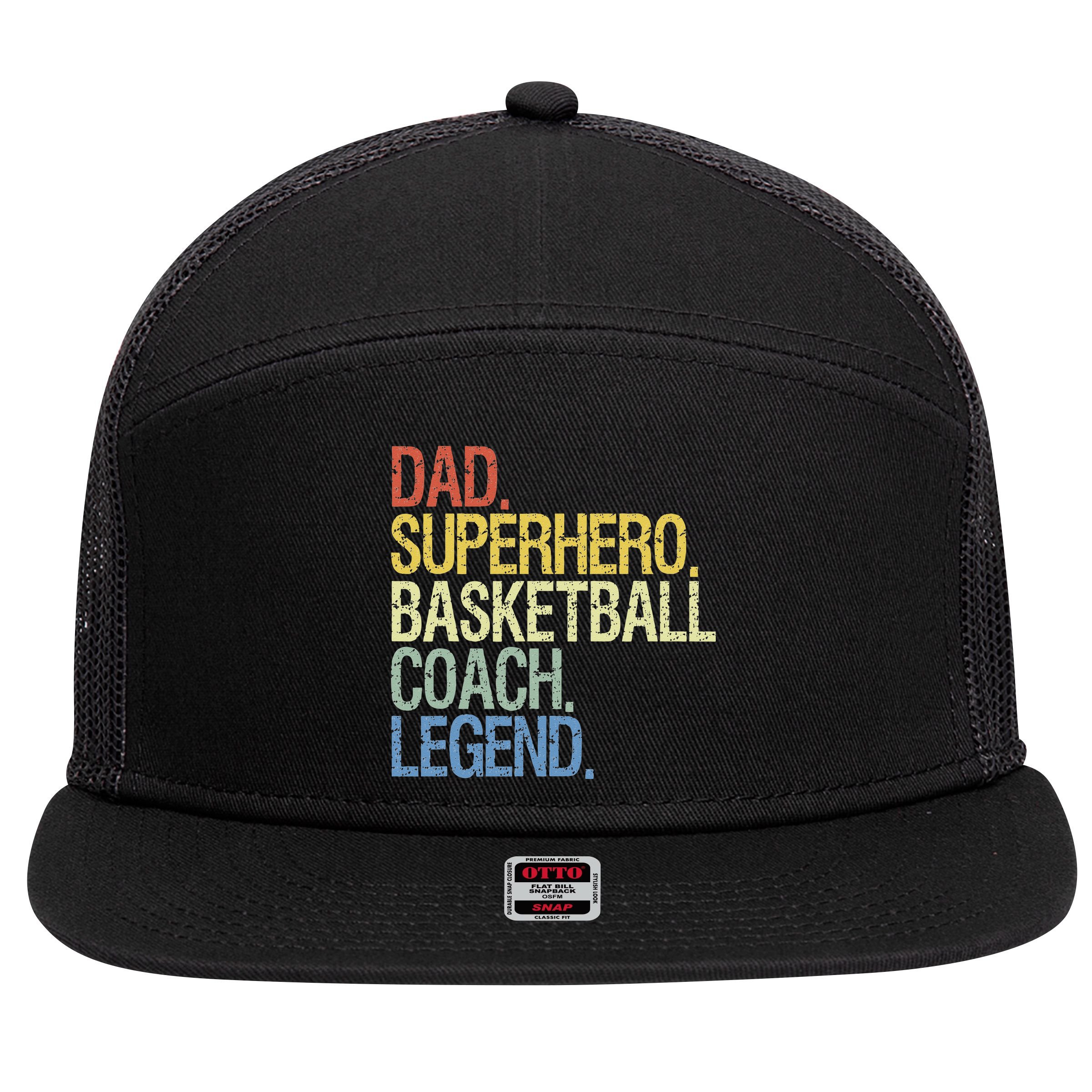 Basketball coach dad 7 Panel Mesh Trucker Snapback Hat