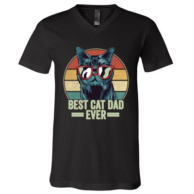 Best Cat Dad Ever Cat Dad Gift V-Neck T-Shirt