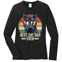 Best Cat Dad Ever Cat Dad Gift Ladies Long Sleeve Shirt