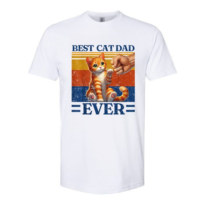 Best Cat Dad Ever Vintage Best Tabby Cat Dad Orange Tabby Softstyle CVC T-Shirt