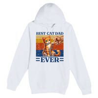 Best Cat Dad Ever Vintage Best Tabby Cat Dad Orange Tabby Premium Pullover Hoodie