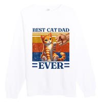 Best Cat Dad Ever Vintage Best Tabby Cat Dad Orange Tabby Premium Crewneck Sweatshirt