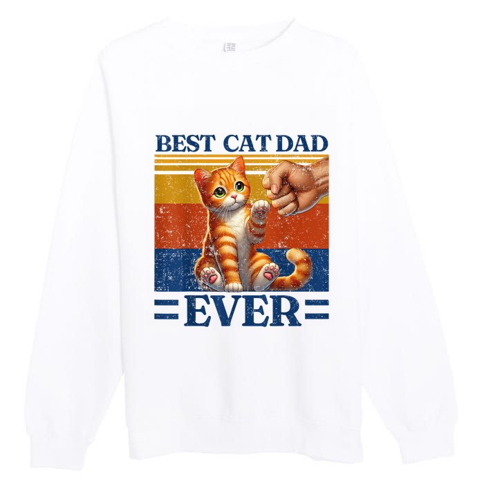 Best Cat Dad Ever Vintage Best Tabby Cat Dad Orange Tabby Premium Crewneck Sweatshirt