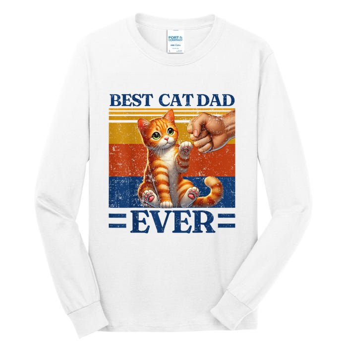 Best Cat Dad Ever Vintage Best Tabby Cat Dad Orange Tabby Tall Long Sleeve T-Shirt