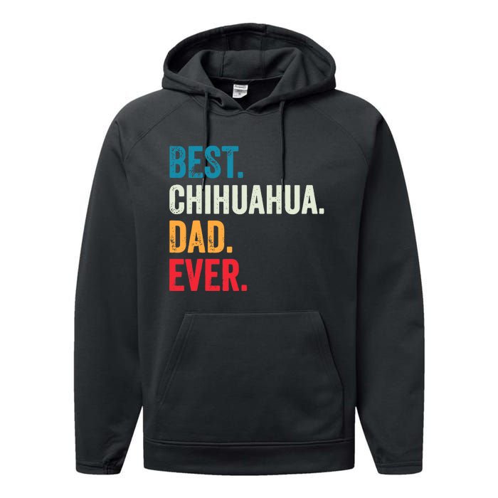 Best Chihuahua Dad Ever Retro Vintage Sunset Performance Fleece Hoodie