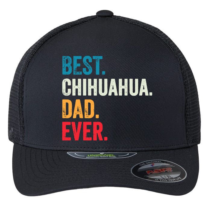 Best Chihuahua Dad Ever Retro Vintage Sunset Flexfit Unipanel Trucker Cap