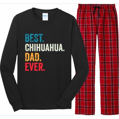 Best Chihuahua Dad Ever Retro Vintage Sunset Long Sleeve Pajama Set