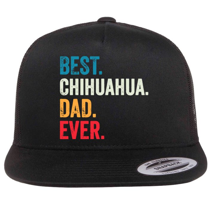 Best Chihuahua Dad Ever Retro Vintage Sunset Flat Bill Trucker Hat