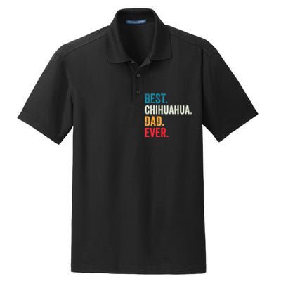 Best Chihuahua Dad Ever Retro Vintage Sunset Dry Zone Grid Polo