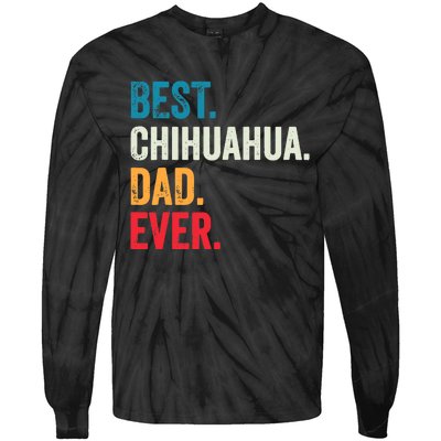 Best Chihuahua Dad Ever Retro Vintage Sunset Tie-Dye Long Sleeve Shirt