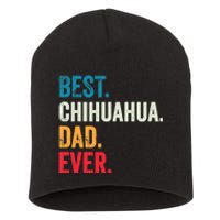 Best Chihuahua Dad Ever Retro Vintage Sunset Short Acrylic Beanie