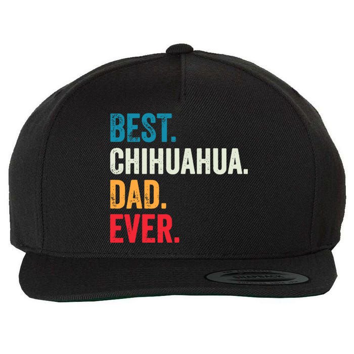 Best Chihuahua Dad Ever Retro Vintage Sunset Wool Snapback Cap