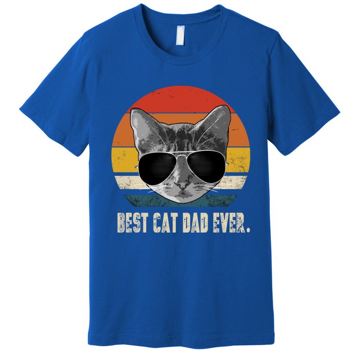 Best Cat Dad Ever Gift Vintage Retro Cat Daddy Cat Father Gift Premium T-Shirt