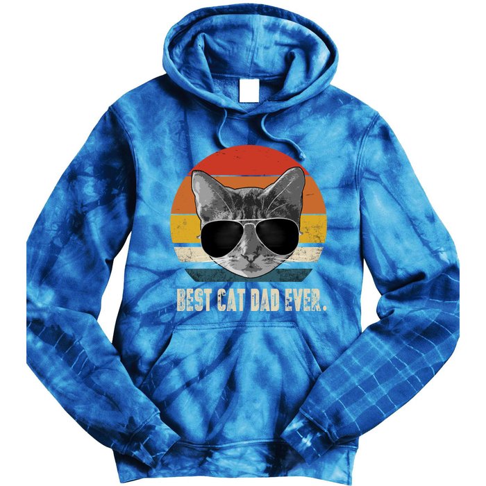 Best Cat Dad Ever Gift Vintage Retro Cat Daddy Cat Father Gift Tie Dye Hoodie