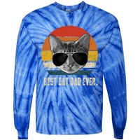 Best Cat Dad Ever Gift Vintage Retro Cat Daddy Cat Father Gift Tie-Dye Long Sleeve Shirt