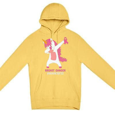 Breast Cancer Dabbing Unicorn, Fight Cancer, Pink Ribbon Breast Cancer, Survivor Premium Pullover Hoodie