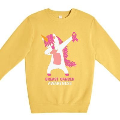 Breast Cancer Dabbing Unicorn, Fight Cancer, Pink Ribbon Breast Cancer, Survivor Premium Crewneck Sweatshirt