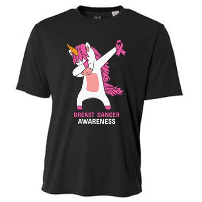 Breast Cancer Dabbing Unicorn, Fight Cancer, Pink Ribbon Breast Cancer, Survivor Cooling Performance Crew T-Shirt