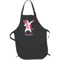 Breast Cancer Dabbing Unicorn, Fight Cancer, Pink Ribbon Breast Cancer, Survivor Full-Length Apron With Pockets