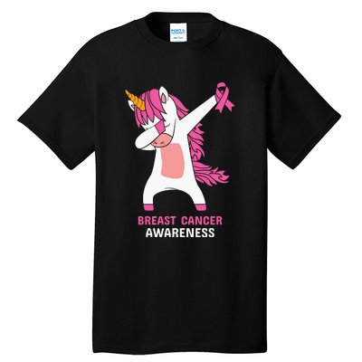 Breast Cancer Dabbing Unicorn, Fight Cancer, Pink Ribbon Breast Cancer, Survivor Tall T-Shirt