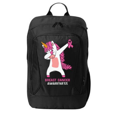 Breast Cancer Dabbing Unicorn, Fight Cancer, Pink Ribbon Breast Cancer, Survivor City Backpack