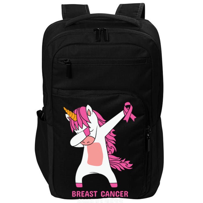 Breast Cancer Dabbing Unicorn, Fight Cancer, Pink Ribbon Breast Cancer, Survivor Impact Tech Backpack