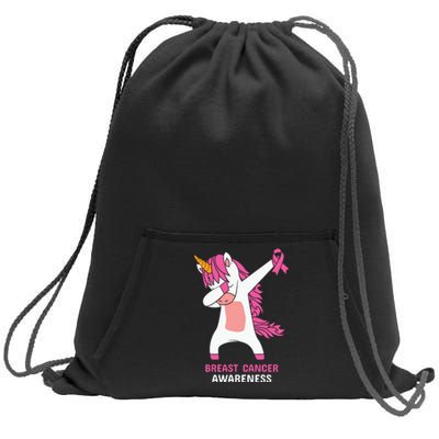 Breast Cancer Dabbing Unicorn, Fight Cancer, Pink Ribbon Breast Cancer, Survivor Sweatshirt Cinch Pack Bag