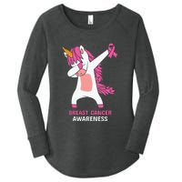 Breast Cancer Dabbing Unicorn, Fight Cancer, Pink Ribbon Breast Cancer, Survivor Women's Perfect Tri Tunic Long Sleeve Shirt