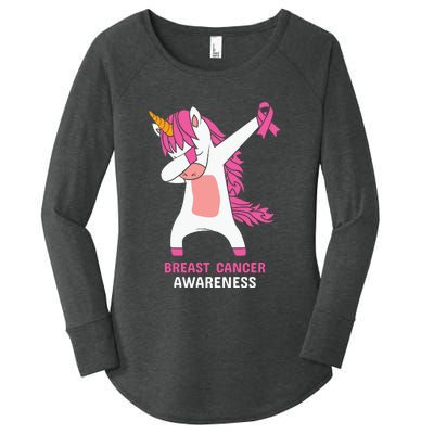 Breast Cancer Dabbing Unicorn, Fight Cancer, Pink Ribbon Breast Cancer, Survivor Women's Perfect Tri Tunic Long Sleeve Shirt