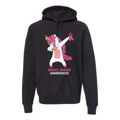 Breast Cancer Dabbing Unicorn, Fight Cancer, Pink Ribbon Breast Cancer, Survivor Premium Hoodie