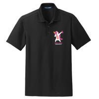 Breast Cancer Dabbing Unicorn, Fight Cancer, Pink Ribbon Breast Cancer, Survivor Dry Zone Grid Polo