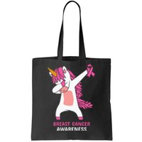 Breast Cancer Dabbing Unicorn, Fight Cancer, Pink Ribbon Breast Cancer, Survivor Tote Bag