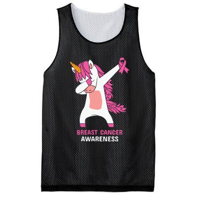 Breast Cancer Dabbing Unicorn, Fight Cancer, Pink Ribbon Breast Cancer, Survivor Mesh Reversible Basketball Jersey Tank