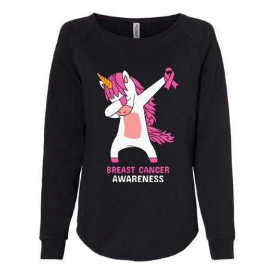 Breast Cancer Dabbing Unicorn, Fight Cancer, Pink Ribbon Breast Cancer, Survivor Womens California Wash Sweatshirt