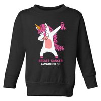 Breast Cancer Dabbing Unicorn, Fight Cancer, Pink Ribbon Breast Cancer, Survivor Toddler Sweatshirt