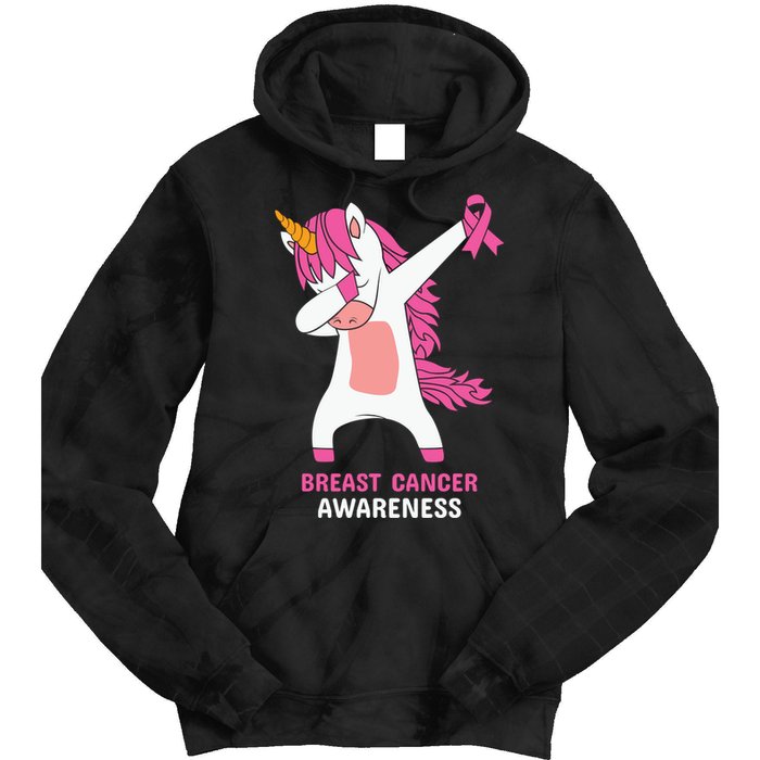 Breast Cancer Dabbing Unicorn, Fight Cancer, Pink Ribbon Breast Cancer, Survivor Tie Dye Hoodie